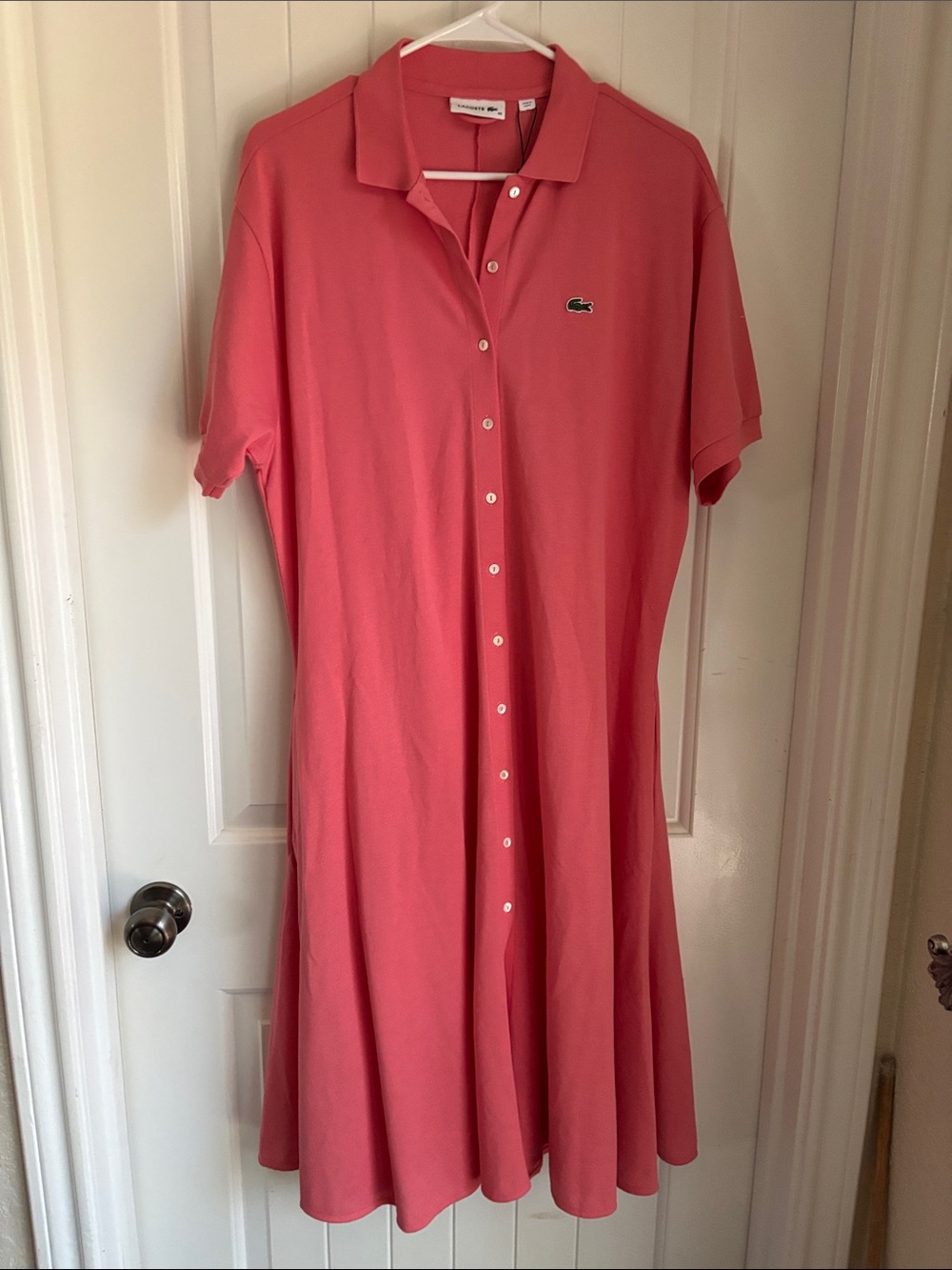 Lacoste Coral Button-Front Polo Dress